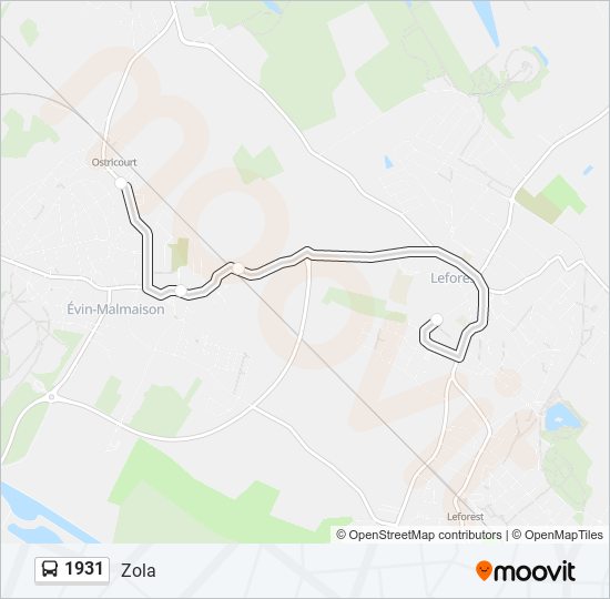 Plan de la ligne 1931 de bus