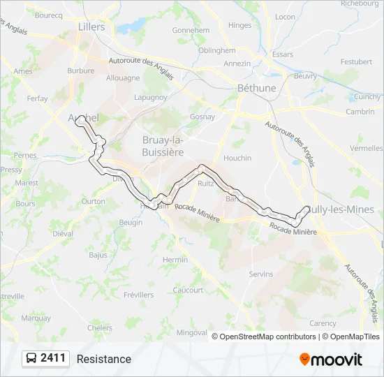 Plan de la ligne 2411 de bus