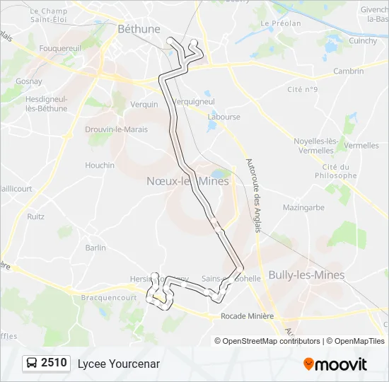 Plan de la ligne 2510 de bus
