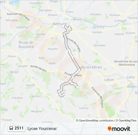 Plan de la ligne 2511 de bus