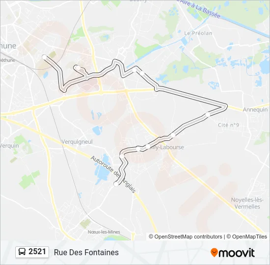 Plan de la ligne 2521 de bus