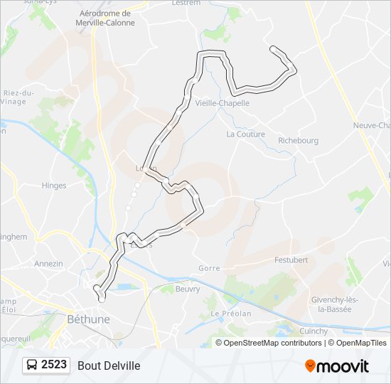 Plan de la ligne 2523 de bus