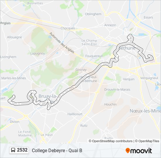 Plan de la ligne 2532 de bus