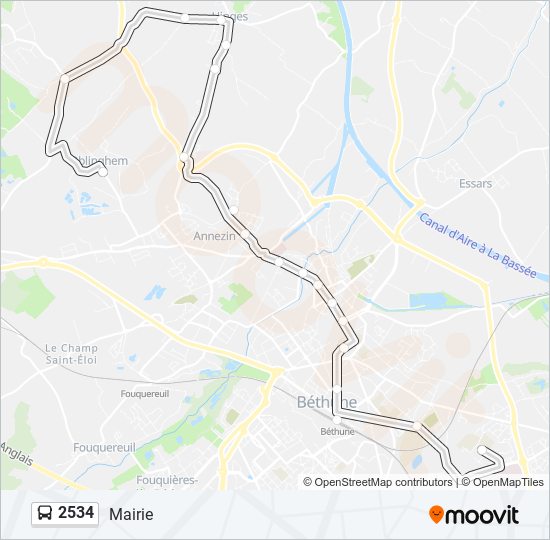 Plan de la ligne 2534 de bus