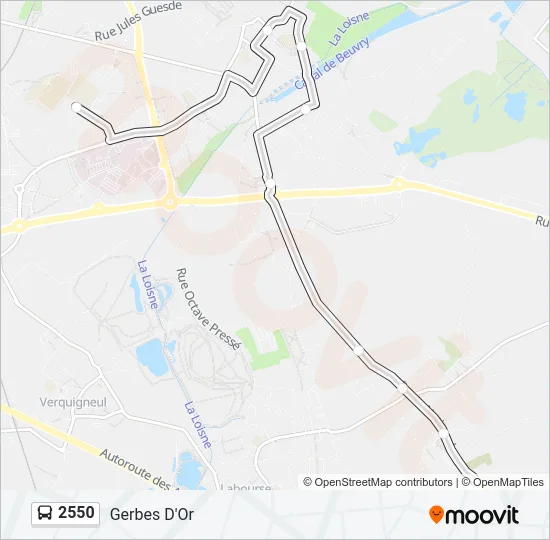 Plan de la ligne 2550 de bus