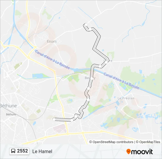 Plan de la ligne 2552 de bus