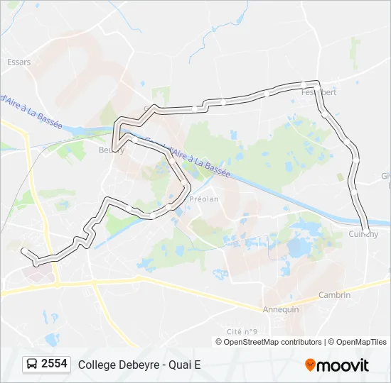 Plan de la ligne 2554 de bus
