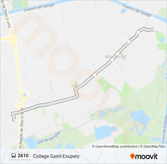 Plan de la ligne 2610 de bus