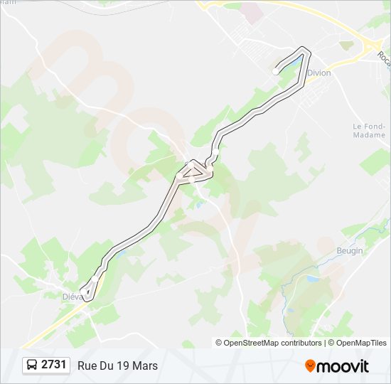 Plan de la ligne 2731 de bus