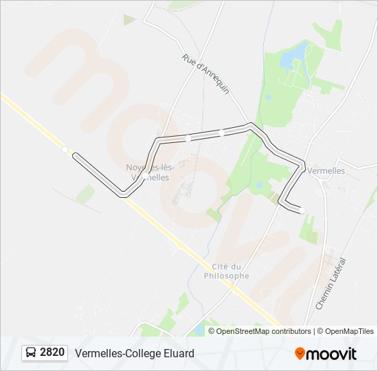 Plan de la ligne 2820 de bus