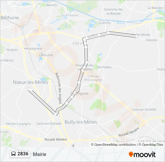 Plan de la ligne 2836 de bus