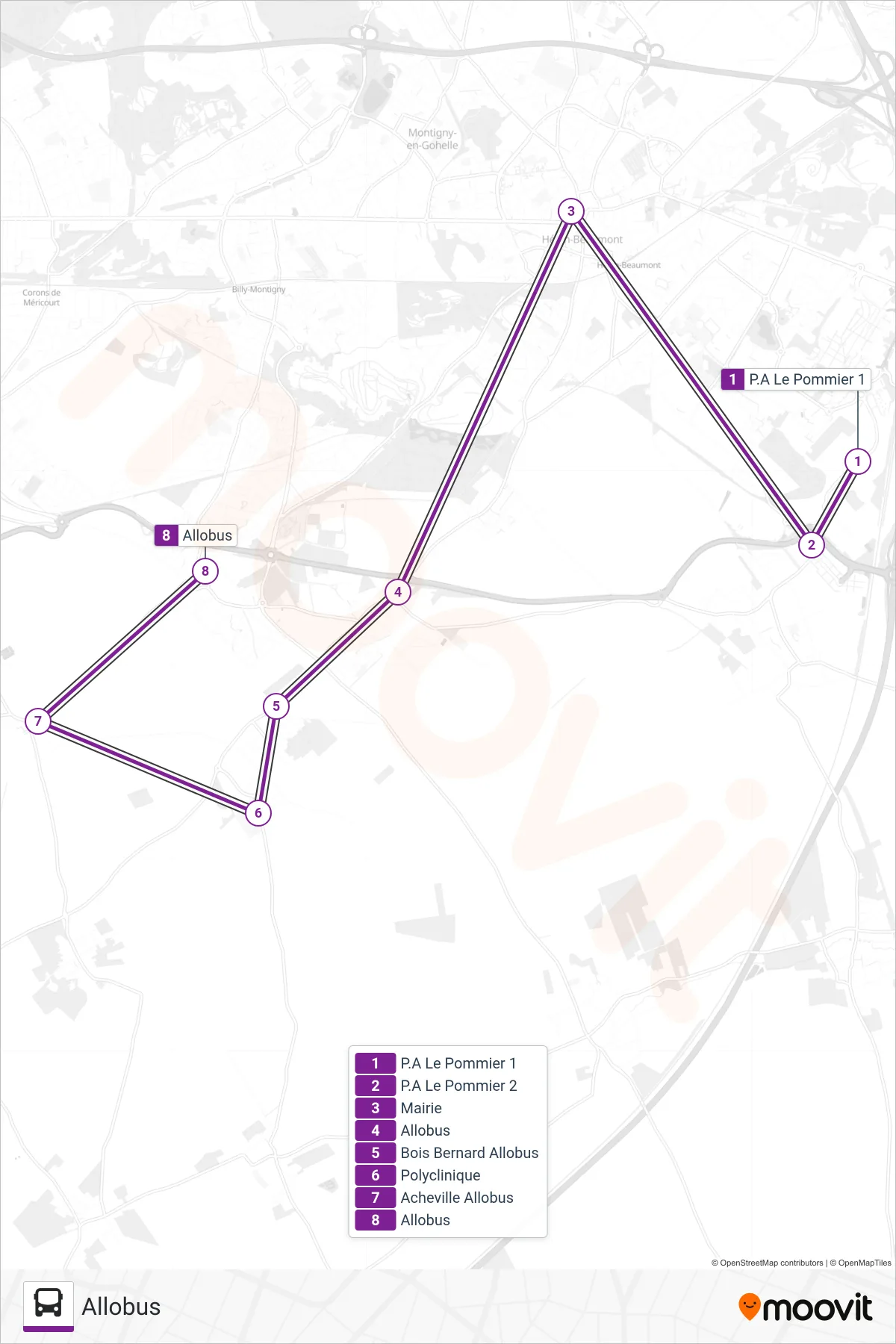 ALLOBUSE bus Line (Allobus) route and stops on a map