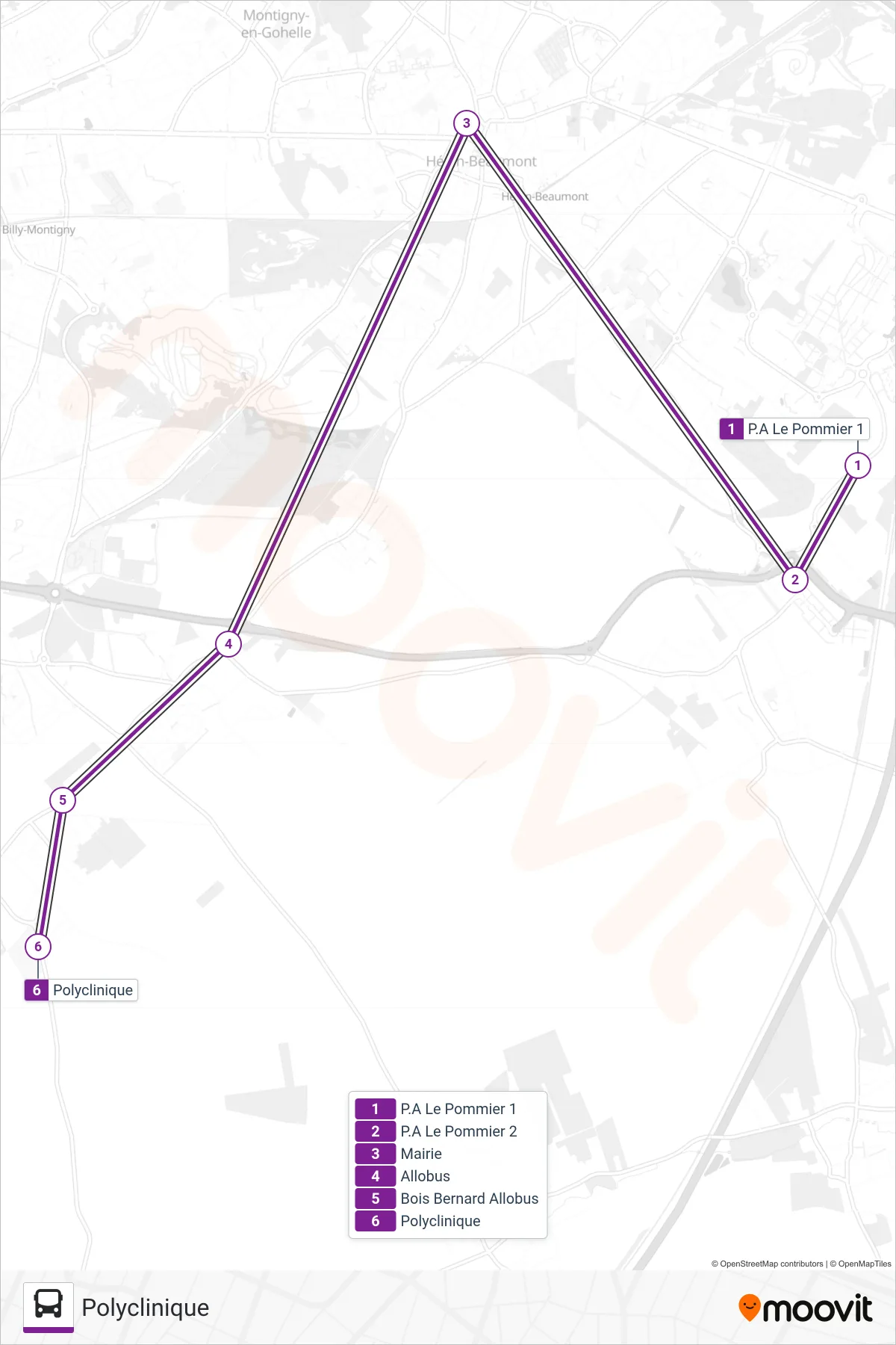 ALLOBUSE bus Line (Polyclinique) route and stops on a map
