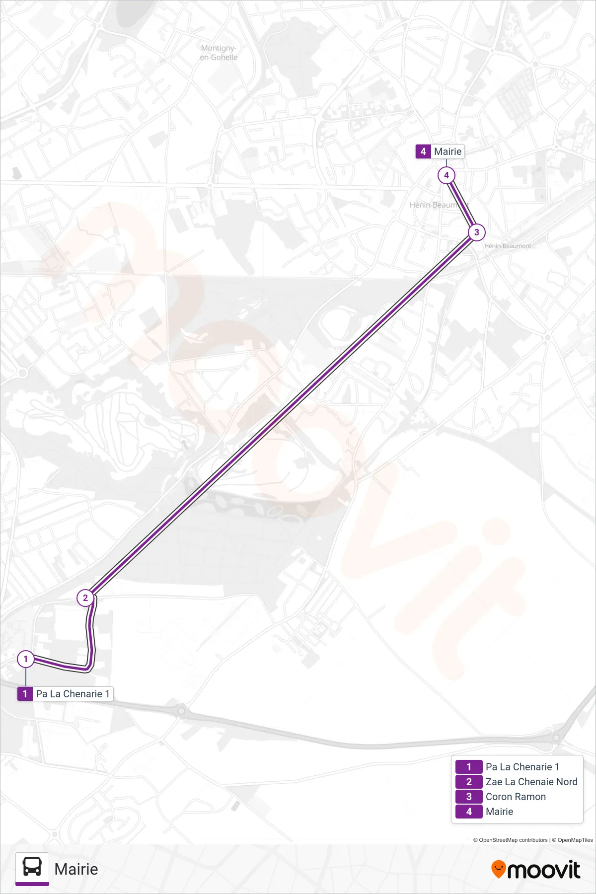 Tracé et arrêts de la ligne ALLOBUSE de bus (Mairie) sur une carte