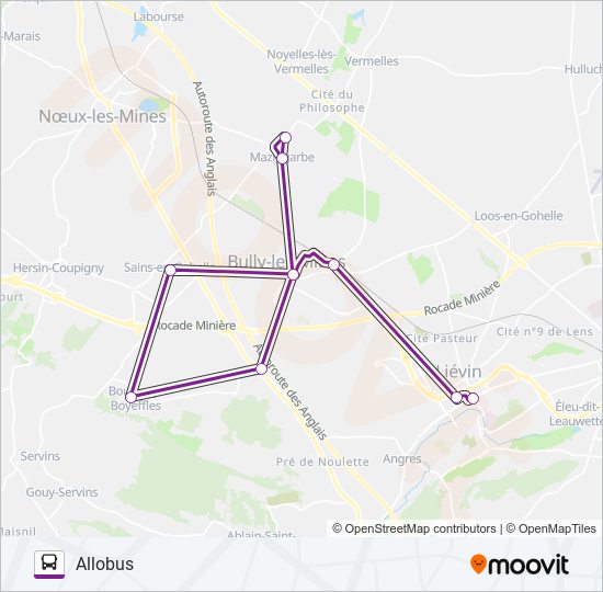 Plan de la ligne ALLOBUSH de bus