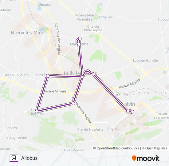 Plan de la ligne ALLOBUSH de bus