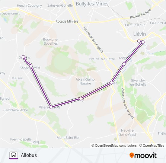 Mapa de ALLOBUSI de autobús