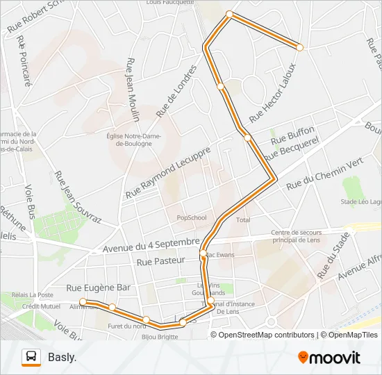 Plan de la ligne NAVETTE2 de bus