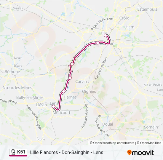 K51 Train Line Map