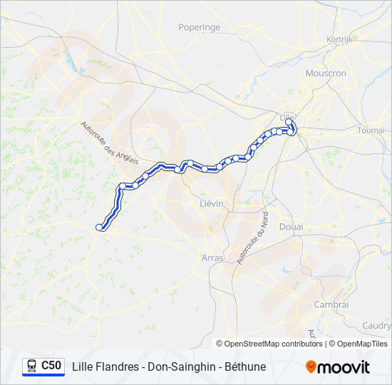 Plan de la ligne C50 de train