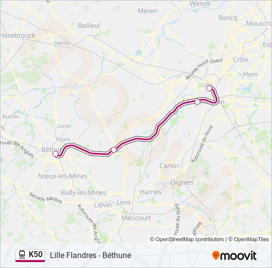 Mapa de K50 de tren