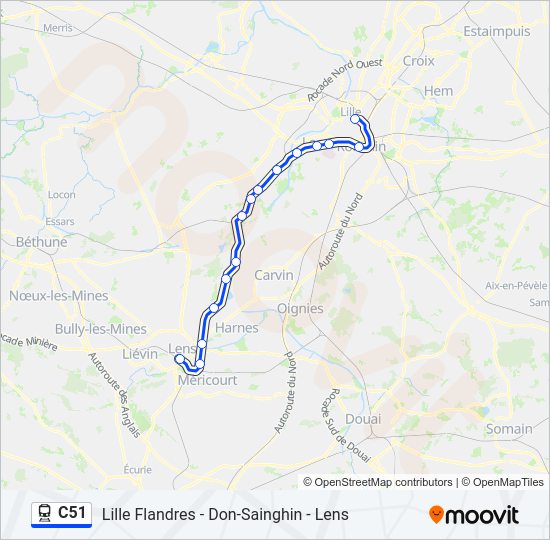 Plan de la ligne C51 de train