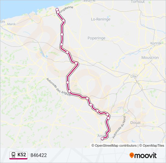 Plan de la ligne K52 de train