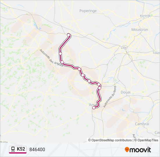 Mapa de K52 de tren