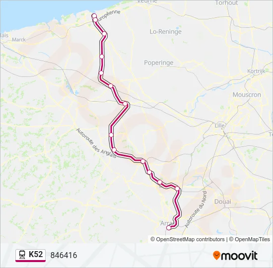 K52 Train Line Map