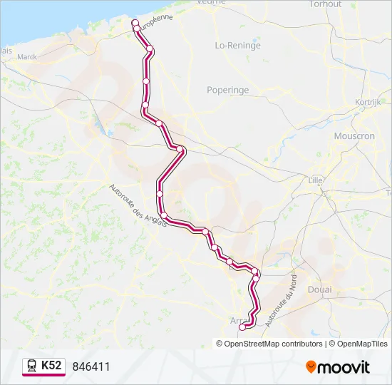 K52 Train Line Map