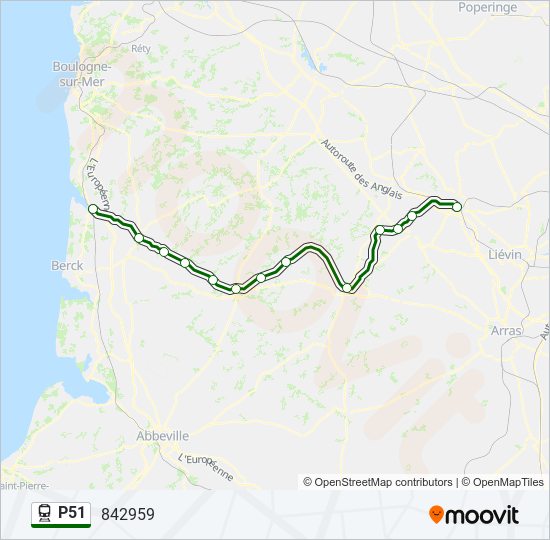 Plan de la ligne P51 de train