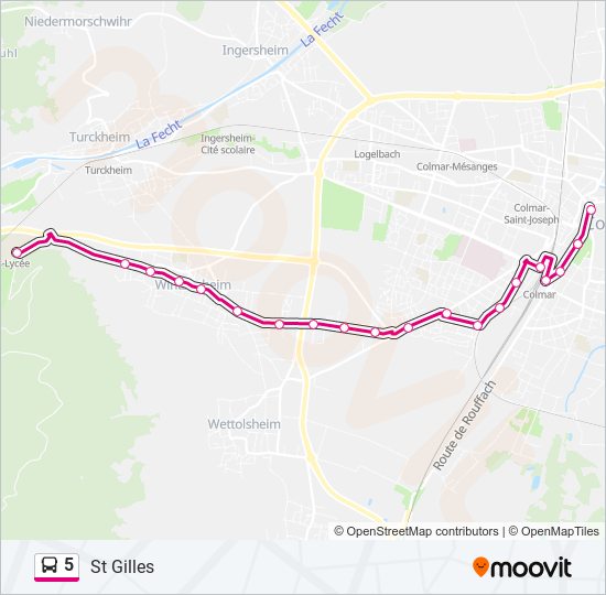 Plan de la ligne 5 de bus