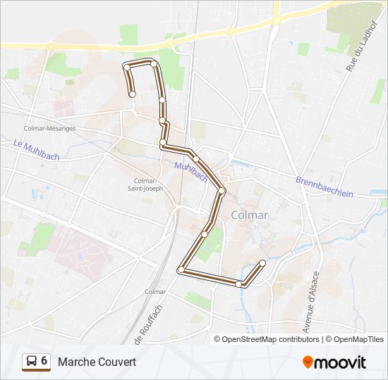 Plan de la ligne 6 de bus