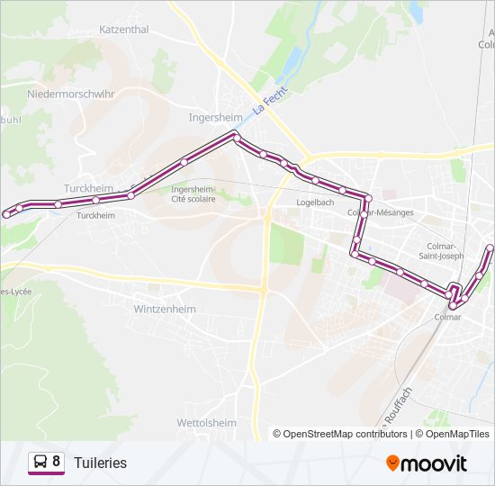 Plan de la ligne 8 de bus