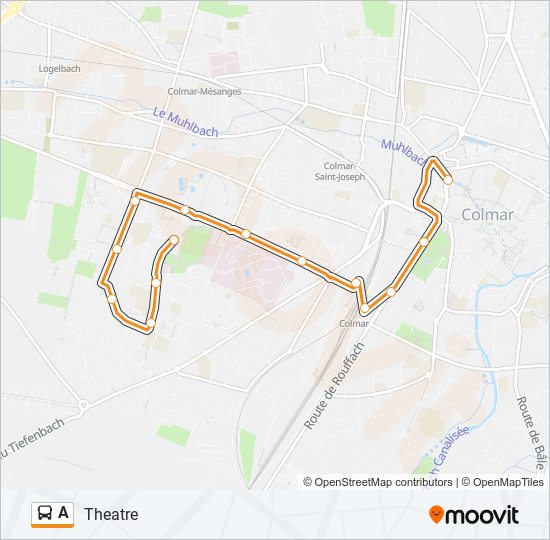 Plan de la ligne A de bus