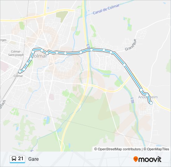 Plan de la ligne 21 de bus