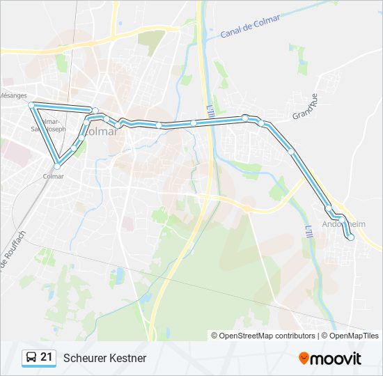 Plan de la ligne 21 de bus