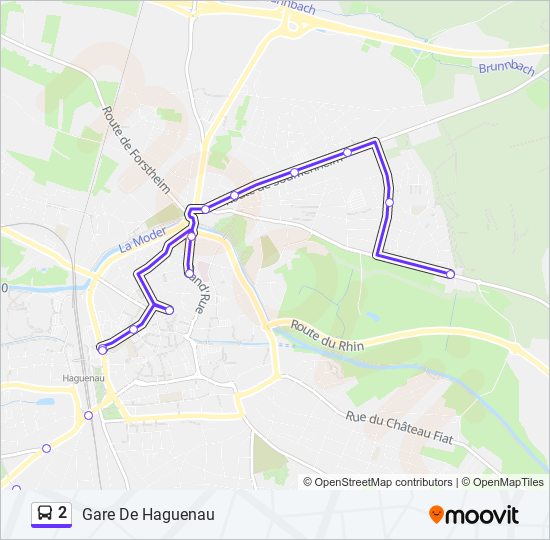 Plan de la ligne 2 de bus