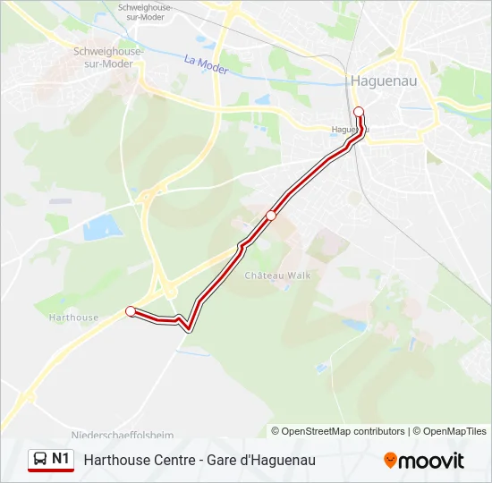 N1 Bus Line Map