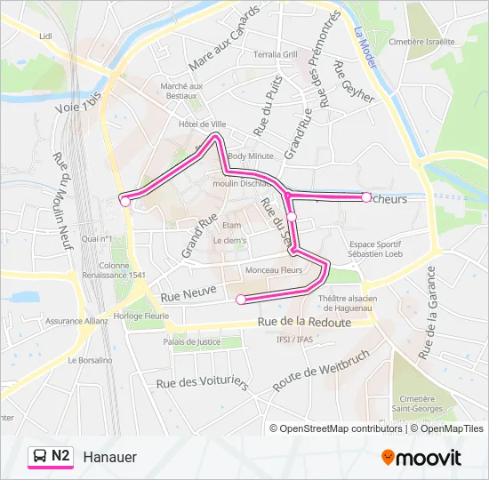 N2 Bus Line Map