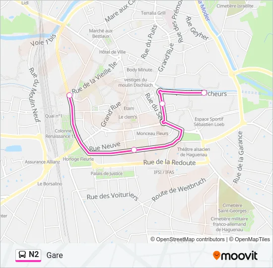 N2 Bus Line Map