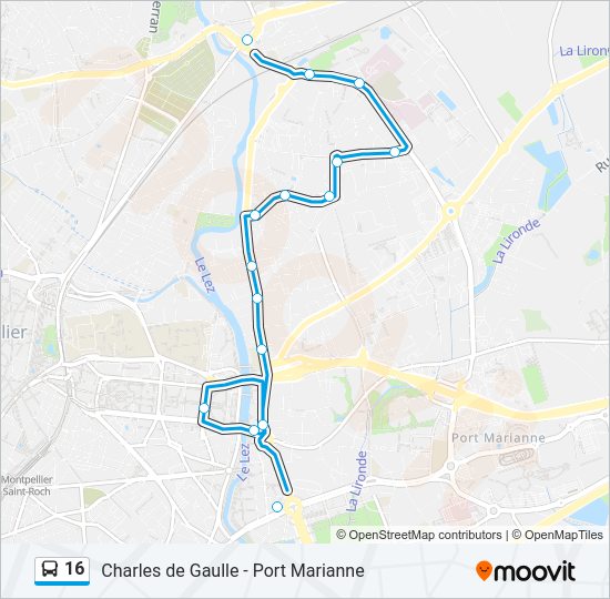 Plan de la ligne 16 de bus