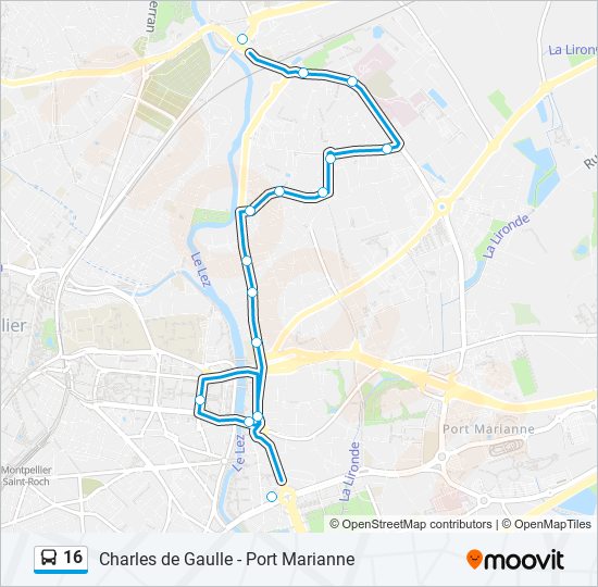 Plan de la ligne 16 de bus