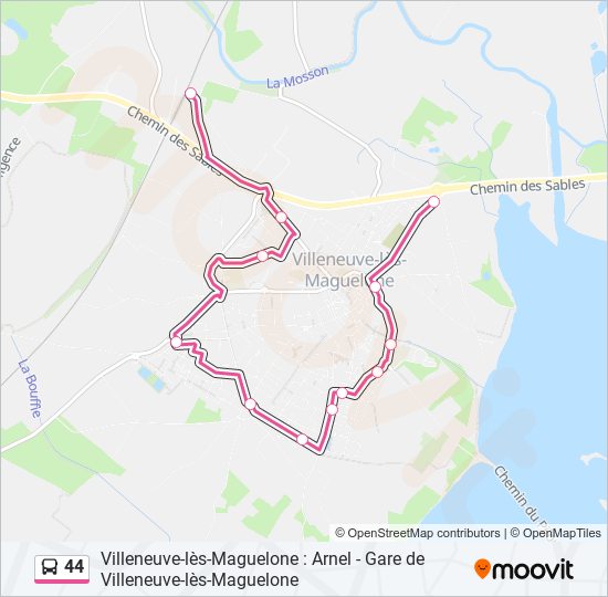 Plan de la ligne 44 de bus