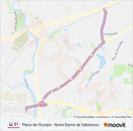51 Bus Line Map