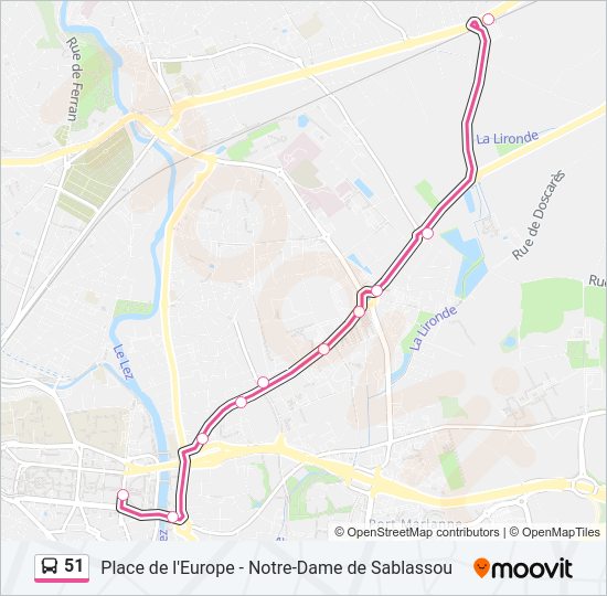 Mapa de 51 de autobús