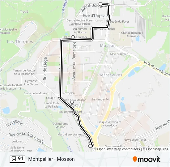 91 Bus Line Map
