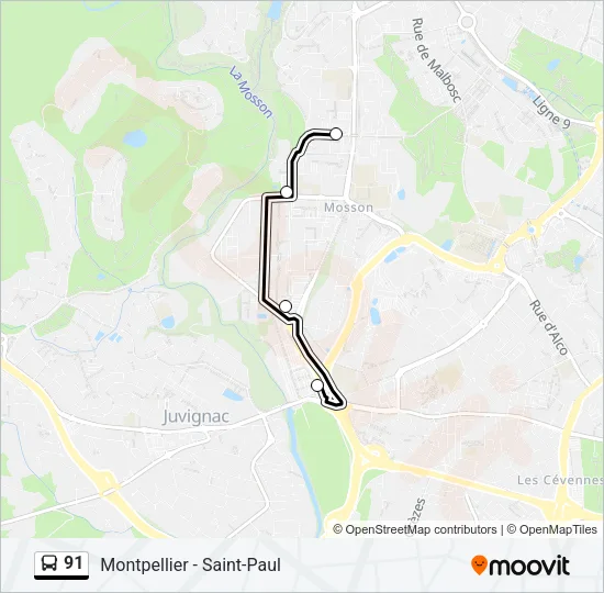 91 Bus Line Map