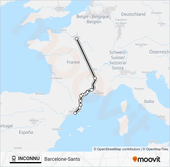 INCONNU Train Line Map