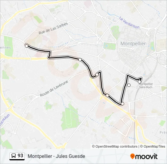 93 Bus Line Map